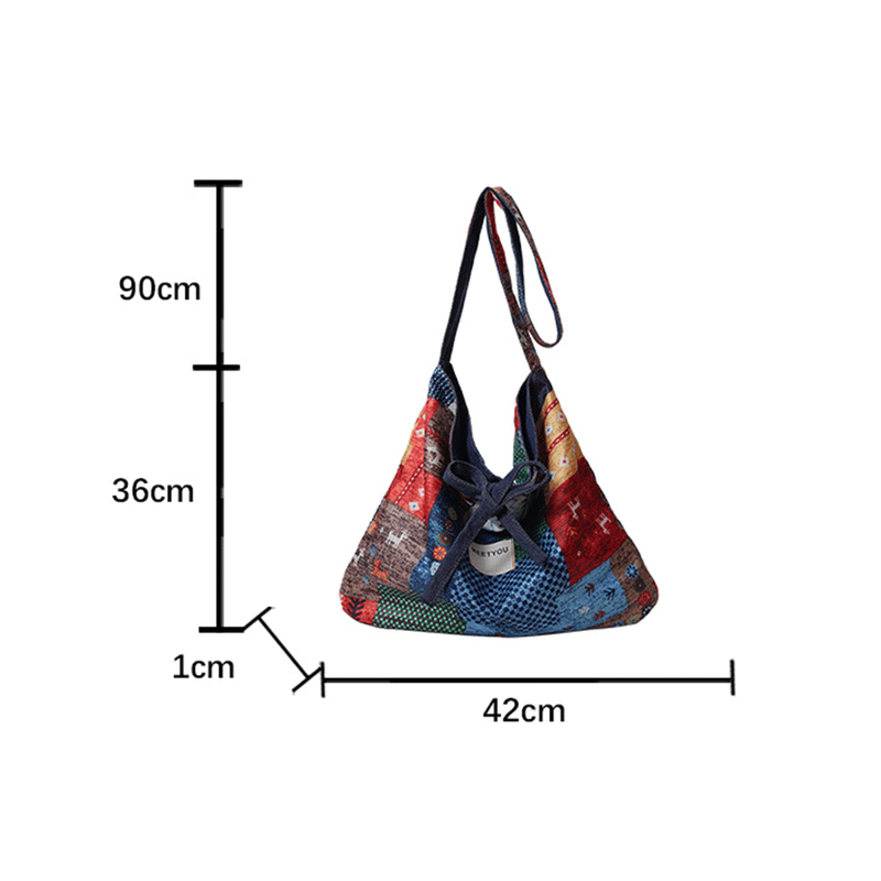 Fashion, accesorii si bijuterii - Femei - Accesorii femei - Genti si rucsacuri femei - Geanta Reversibila din Material Textil, Stil Retro, Multicolor, 36x42x1 cm - Infinity.ro