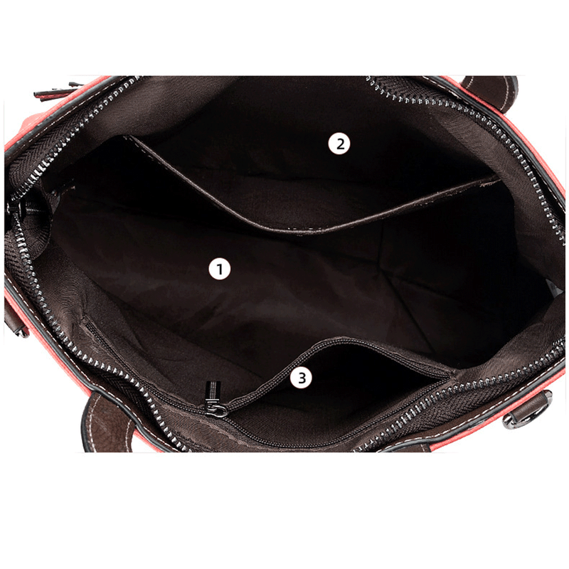 Fashion, accesorii si bijuterii - Femei - Accesorii femei - Genti si rucsacuri femei - Geanta Premium pentru Dama din Piele Naturala, cu Lebede, Maner Rotund si Bareta Reglabila pentru Umar, Rosie - Infinity.ro