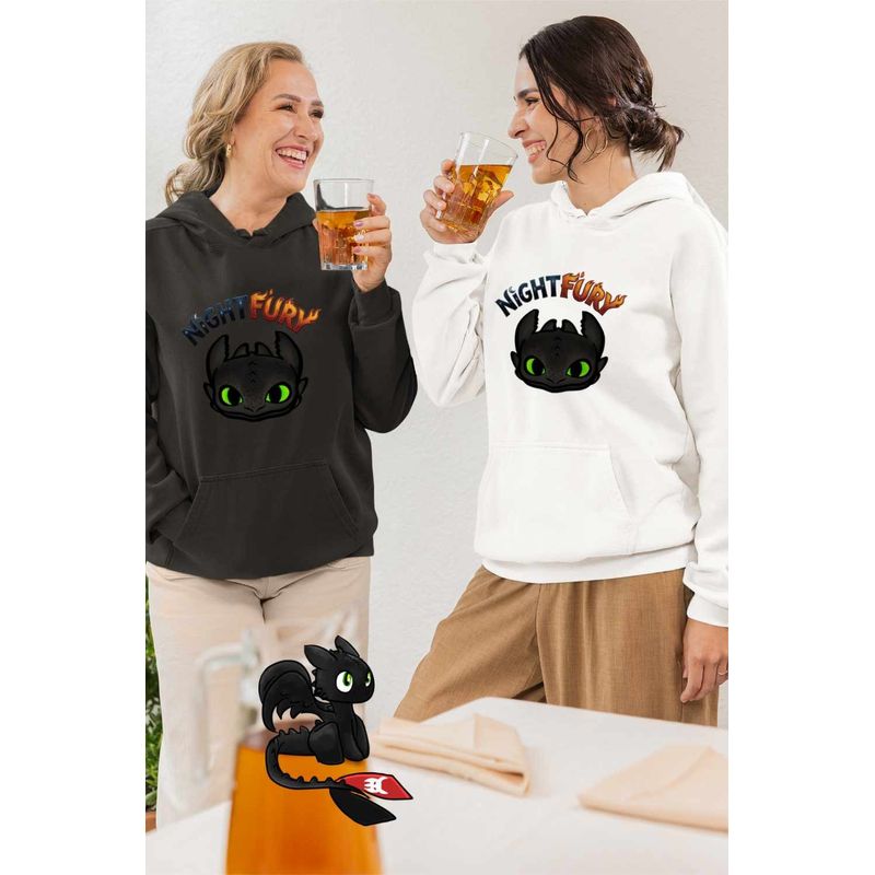 Fashion, accesorii si bijuterii - Femei - Imbracaminte femei - Hanorace femei - Hanorac Femei Night Fury How to train your dragon, alb, marime 2XL - Infinity.ro