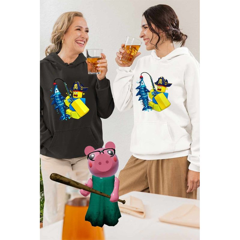 Fashion, accesorii si bijuterii - Femei - Imbracaminte femei - Hanorace femei - Hanorac Femei Noob Pescar Roblox Fish it Sea Monster, alb, marime 2XL - Infinity.ro