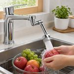 Casa si Gradina - Sanitare - Lavoar baie si accesorii - Accesorii baterii sanitare - Adaptor Robinet MRG M1231, 180 Rotativ, Plastic, Economizor Apa, Cromat - Infinity.ro