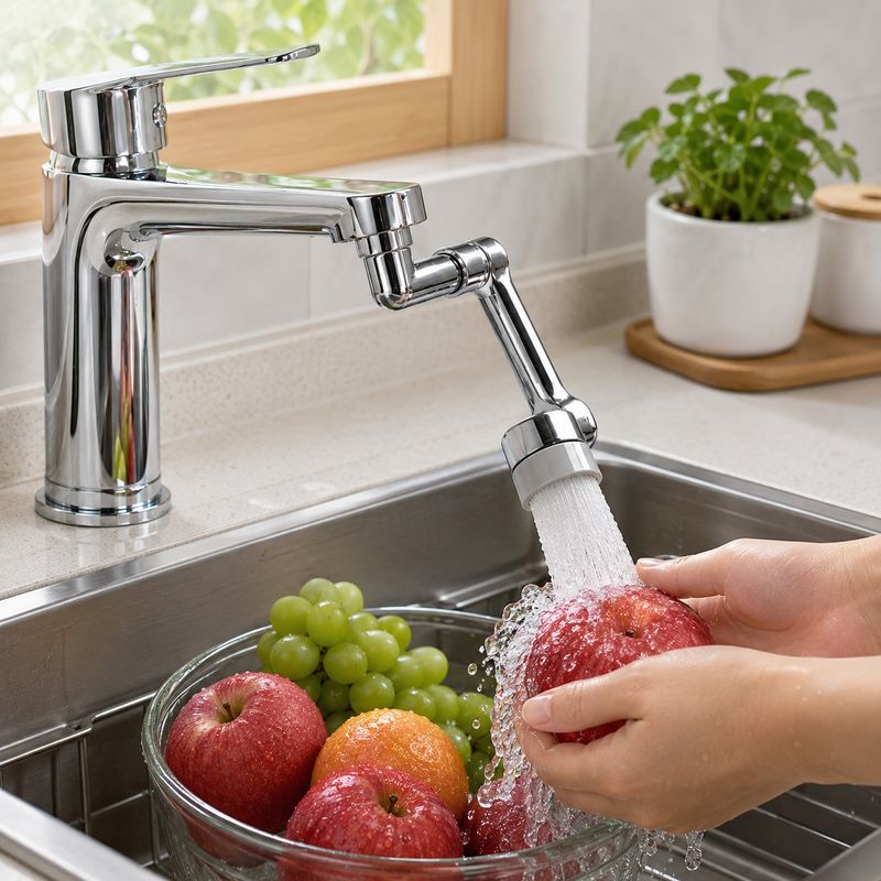 Casa si Gradina - Sanitare - Lavoar baie si accesorii - Accesorii baterii sanitare - Adaptor Robinet MRG M1231, 180 Rotativ, Plastic, Economizor Apa, Cromat - Infinity.ro