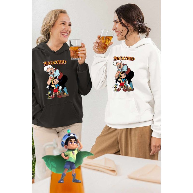 Fashion, accesorii si bijuterii - Femei - Imbracaminte femei - Hanorace femei - Hanorac Femei Pinocchio Geppetto Jiminy, alb, marime 2XL - Infinity.ro