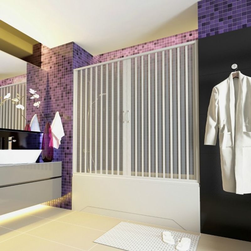 Casa si Gradina - Sanitare - Cazi si cabine de dus - Paravane si usi - Paravan cada, Astra 200AC, usi armonice, material PVC, latime 200cm - Infinity.ro