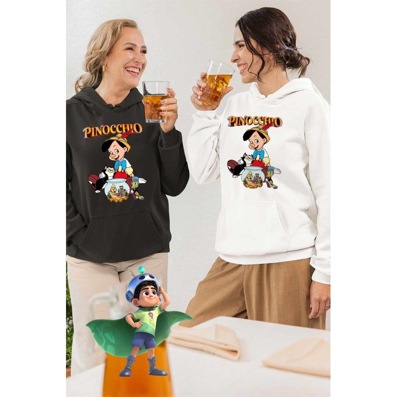Fashion, accesorii si bijuterii - Femei - Imbracaminte femei - Hanorace femei - Hanorac Femei Pinocchio Jiminy Figaro Cleo, alb, marime 2XL - Infinity.ro