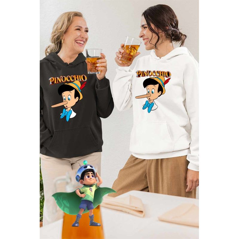 Fashion, accesorii si bijuterii - Femei - Imbracaminte femei - Hanorace femei - Hanorac Femei Pinocchio Nas Lung, alb, marime 2XL - Infinity.ro