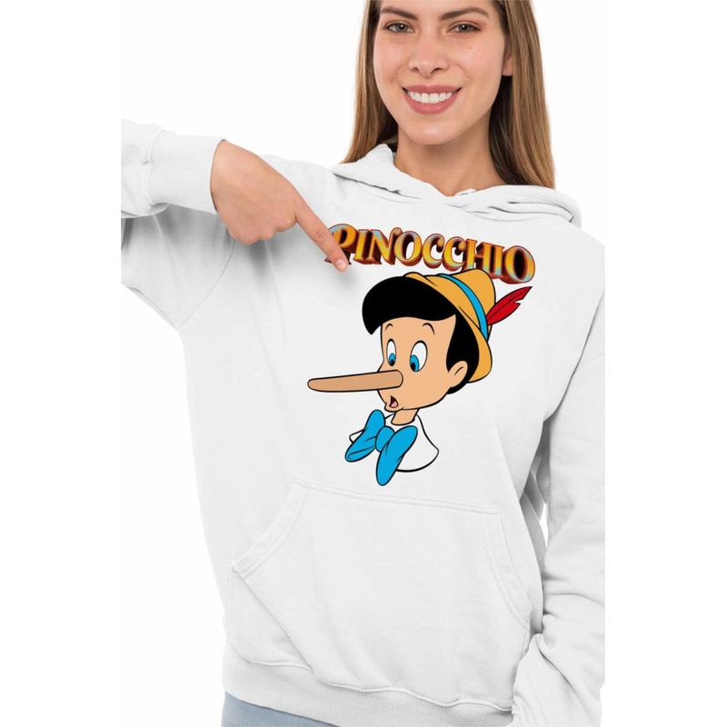 Fashion, accesorii si bijuterii - Femei - Imbracaminte femei - Hanorace femei - Hanorac Femei Pinocchio Nas Lung, alb, marime 2XL - Infinity.ro