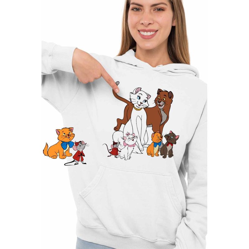Fashion, accesorii si bijuterii - Femei - Imbracaminte femei - Hanorace femei - Hanorac Femei Pisicile Aristocrate Ducesa Familie, alb, marime 2XL - Infinity.ro
