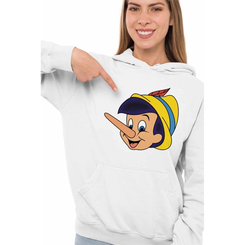 Fashion, accesorii si bijuterii - Femei - Imbracaminte femei - Hanorace femei - Hanorac Femei Pinocchio, alb, marime 2XL - Infinity.ro
