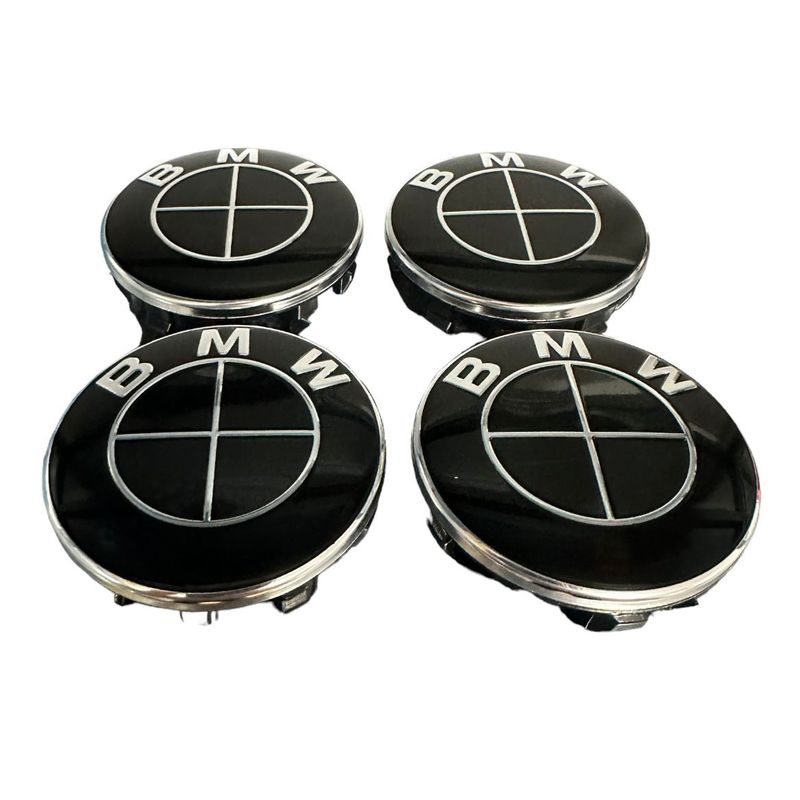 Auto si Moto - Anvelope si jante - Accesorii roti - Capace roti - Set 4 Capace Aliaj BMW, Interior 56mm - 68mm Exterior. Negru Complect - Infinity.ro