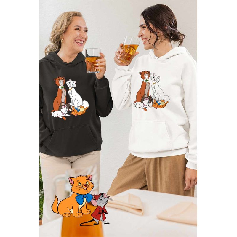 Fashion, accesorii si bijuterii - Femei - Imbracaminte femei - Hanorace femei - Hanorac Femei Pisicile Aristocrate Familie Desene Animate, alb, marime 2XL - Infinity.ro