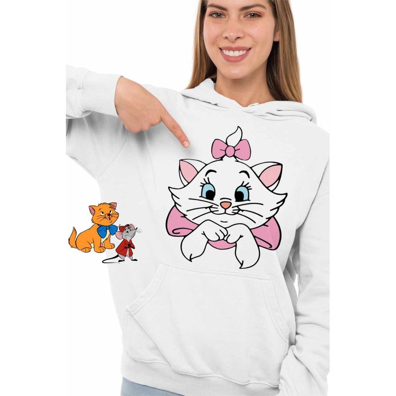 Fashion, accesorii si bijuterii - Femei - Imbracaminte femei - Hanorace femei - Hanorac Femei Pisicile Aristocrate Marie Pisicuta, alb, marime 2XL - Infinity.ro