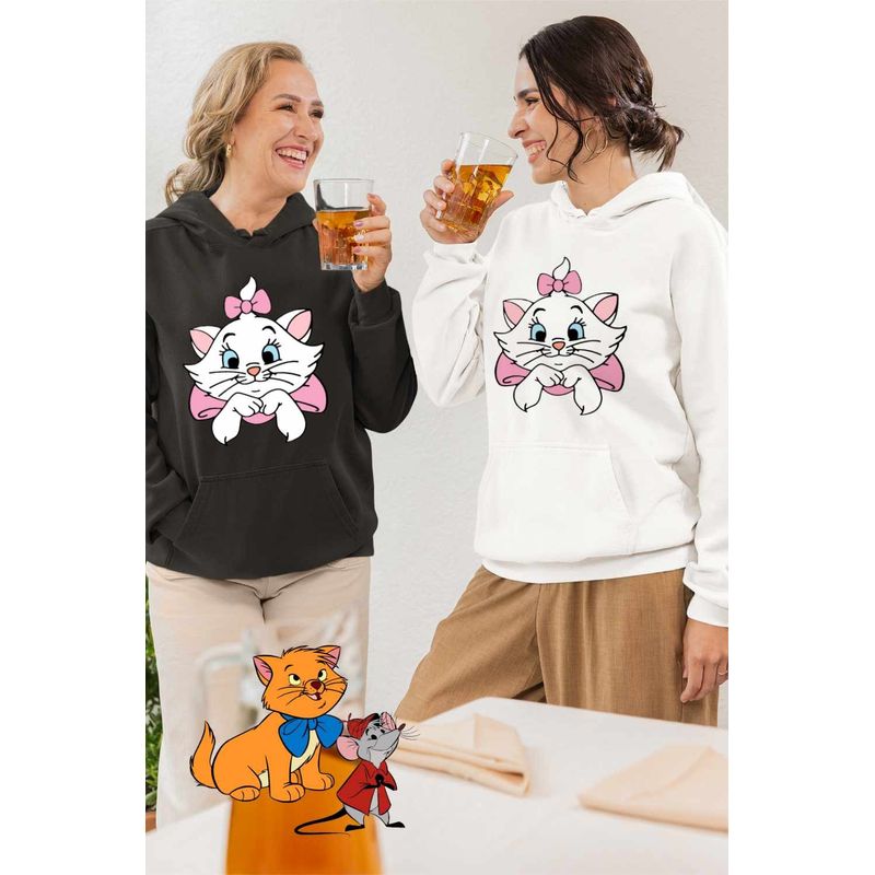 Fashion, accesorii si bijuterii - Femei - Imbracaminte femei - Hanorace femei - Hanorac Femei Pisicile Aristocrate Marie Pisicuta, alb, marime 2XL - Infinity.ro