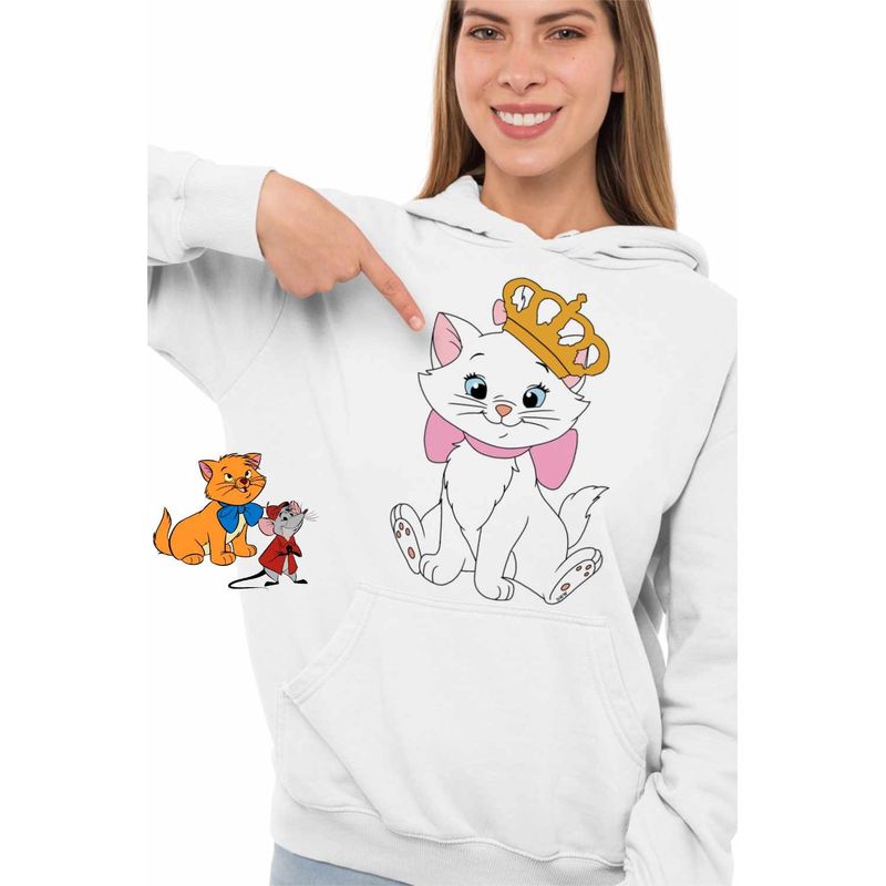 Fashion, accesorii si bijuterii - Femei - Imbracaminte femei - Hanorace femei - Hanorac Femei Pisicile Aristocrate Marie Printesa Regina Coroana, alb, marime 2XL - Infinity.ro