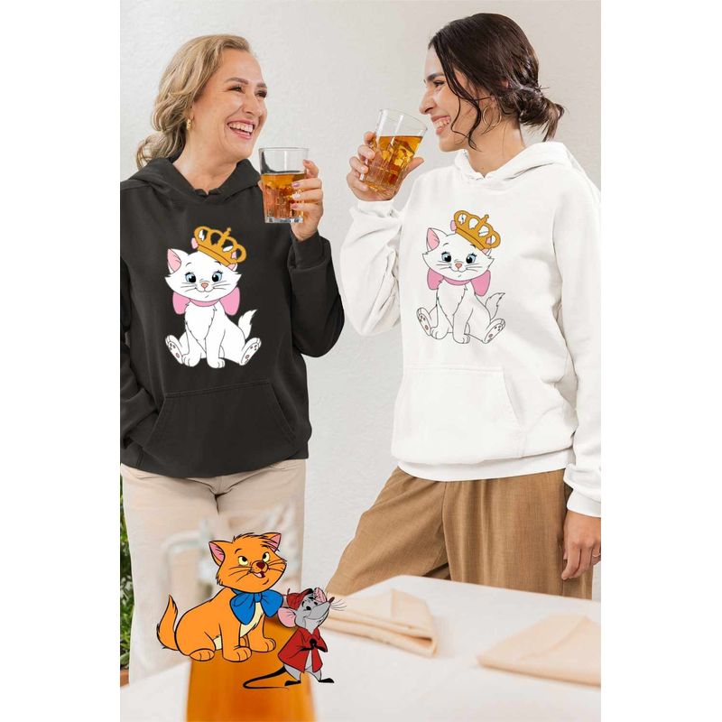 Fashion, accesorii si bijuterii - Femei - Imbracaminte femei - Hanorace femei - Hanorac Femei Pisicile Aristocrate Marie Printesa Regina Coroana, alb, marime 2XL - Infinity.ro