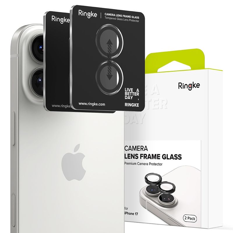 Laptop, Telefoane si Tablete - Telefoane mobile si accesorii - Accesorii Telefoane - Folii protectie telefoane - Folie Camera pentru iPhone 17 (set 2) - Ringke Camera Lens Frame Glass - Black - Infinity.ro