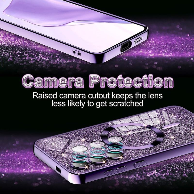 Laptop, Telefoane si Tablete - Telefoane mobile si accesorii - Accesorii Telefoane - Huse telefoane - Husa pentru iPhone 16 - Techsuit Luxury Glitter MagSafe - Light Purple - Infinity.ro