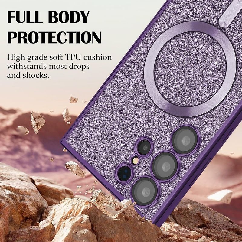 Laptop, Telefoane si Tablete - Telefoane mobile si accesorii - Accesorii Telefoane - Huse telefoane - Husa pentru iPhone 16 - Techsuit Luxury Glitter MagSafe - Light Purple - Infinity.ro