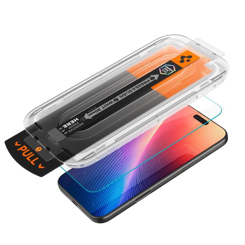 Laptop, Telefoane si Tablete - Telefoane mobile si accesorii - Accesorii Telefoane - Folii protectie telefoane - Folie pentru iPhone 16 Pro / iPhone 17 / iPhone 17 Pro - Spigen Glas.tR EZ FIT Pro HD (AGL10097) - Clear - Infinity.ro