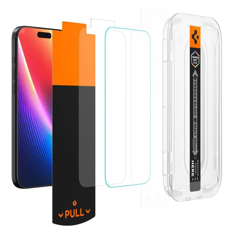 Laptop, Telefoane si Tablete - Telefoane mobile si accesorii - Accesorii Telefoane - Folii protectie telefoane - Folie pentru iPhone 16 Pro / iPhone 17 / iPhone 17 Pro - Spigen Glas.tR EZ FIT Pro HD (AGL10097) - Clear - Infinity.ro