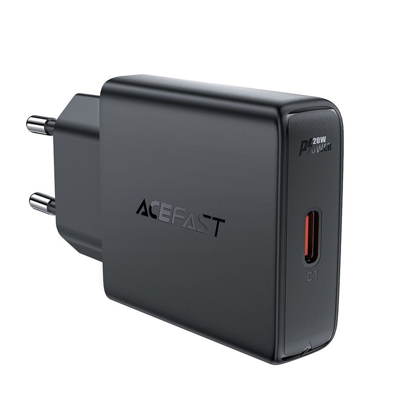 Laptop, Telefoane si Tablete - Telefoane mobile si accesorii - Accesorii Telefoane - Incarcatoare telefoane - Incarcator pentru Priza, Type-C, GaN Technology, Power Delivery, 20W - Acefast (A65) - Black - Infinity.ro