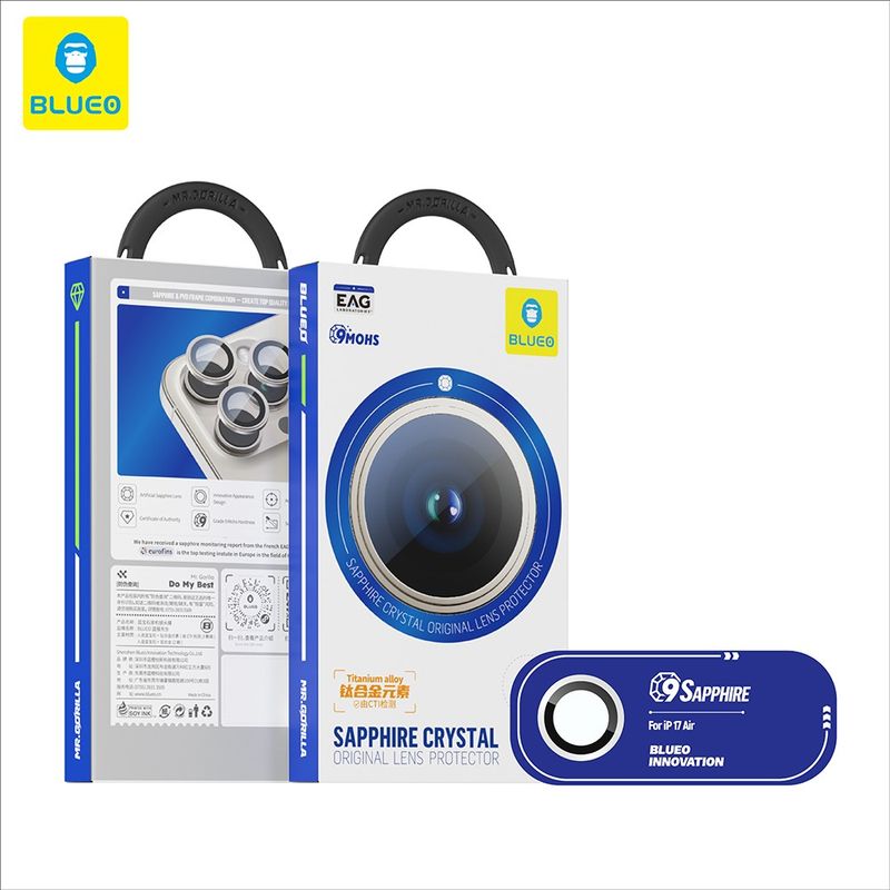 Laptop, Telefoane si Tablete - Telefoane mobile si accesorii - Accesorii Telefoane - Folii protectie telefoane - Folie pentru iPhone 17 Air - Blueo Sapphire Crystal Original Lens Glass - Black - Infinity.ro