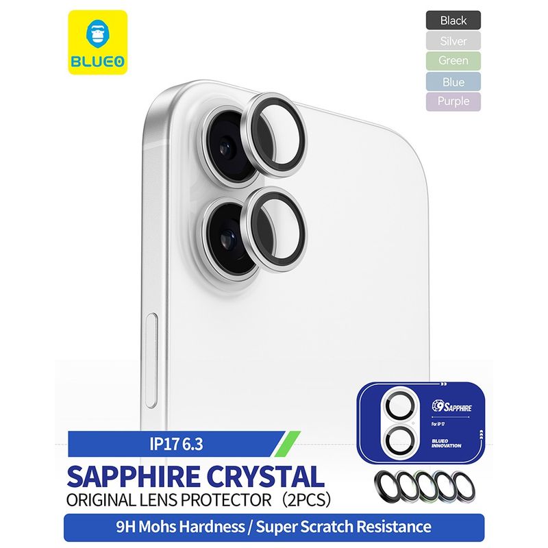 Laptop, Telefoane si Tablete - Telefoane mobile si accesorii - Accesorii Telefoane - Folii protectie telefoane - Folie pentru iPhone 17 - Blueo Sapphire Crystal Original Lens Glass - Silver - Infinity.ro