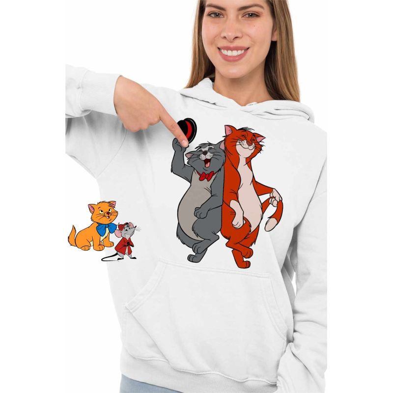 Fashion, accesorii si bijuterii - Femei - Imbracaminte femei - Hanorace femei - Hanorac Femei Pisicile Aristocrate Omalley Scat Cat, alb, marime 2XL - Infinity.ro