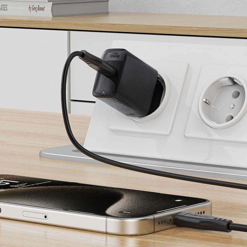 Laptop, Telefoane si Tablete - Telefoane mobile si accesorii - Accesorii Telefoane - Incarcatoare telefoane - Incarcator pentru Priza Type-C, PD25W, GaN, EU - Acefast (A104) - Black - Infinity.ro