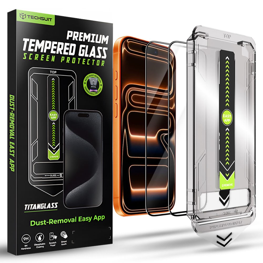 Folie pentru iPhone 17 Pro Max (set 2) - Techsuit TitanGlass FullCover - Black