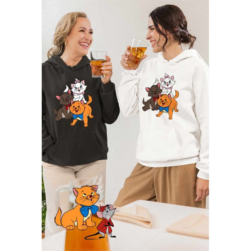 Fashion, accesorii si bijuterii - Femei - Imbracaminte femei - Hanorace femei - Hanorac Femei Pisicile Aristocrate Toulouse Motanel, alb, marime 2XL - Infinity.ro