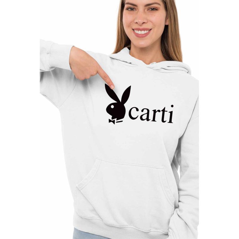 Fashion, accesorii si bijuterii - Femei - Imbracaminte femei - Hanorace femei - Hanorac Femei Playboi Carti Bunny, alb, marime 2XL - Infinity.ro