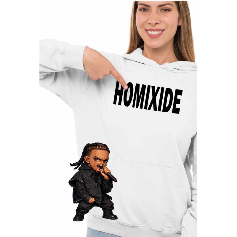 Fashion, accesorii si bijuterii - Femei - Imbracaminte femei - Hanorace femei - Hanorac Femei Playboi Carti Homixide, alb, marime 2XL - Infinity.ro