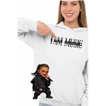 Fashion, accesorii si bijuterii - Femei - Imbracaminte femei - Hanorace femei - Hanorac Femei Playboi Carti I am Music, alb, marime 2XL - Infinity.ro
