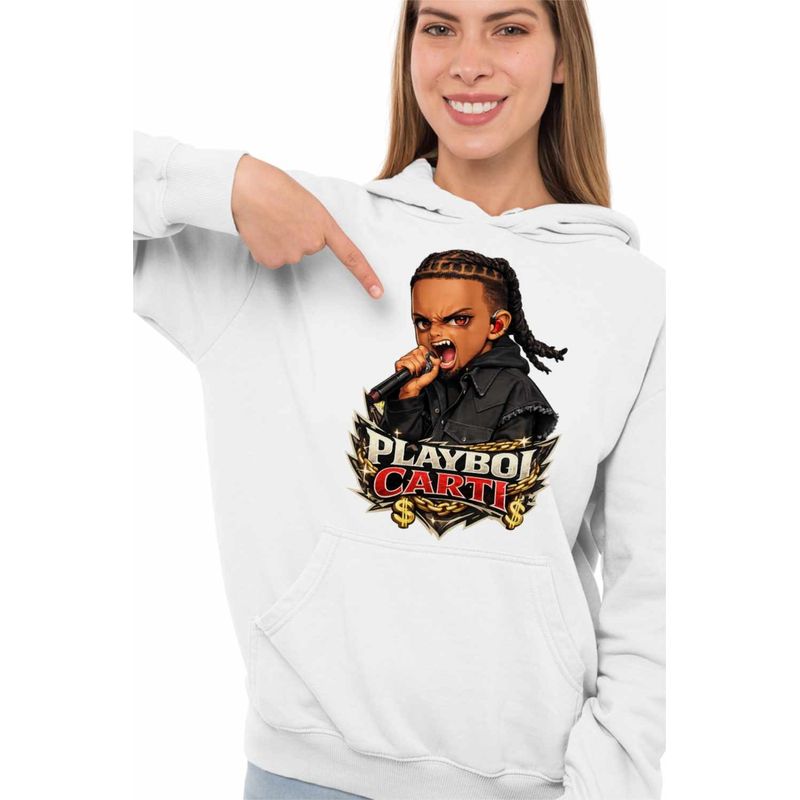 Fashion, accesorii si bijuterii - Femei - Imbracaminte femei - Hanorace femei - Hanorac Femei Playboi Carti RIP, alb, marime 2XL - Infinity.ro