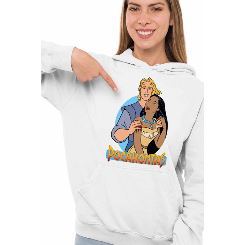 Fashion, accesorii si bijuterii - Femei - Imbracaminte femei - Hanorace femei - Hanorac Femei Pocahontas Love John Valentines Day, alb, marime 2XL - Infinity.ro