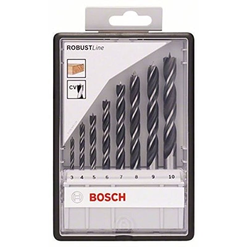 Casa si Gradina - Constructii - Scule electrice si accesorii - Seturi si accesorii pentru gaurit si insurubat - Set de 8 burghie elicoidale pentru lemn Bosch Robust Line, 3/4/5/6/7/8/9/10 mm 2607010533 - Infinity.ro