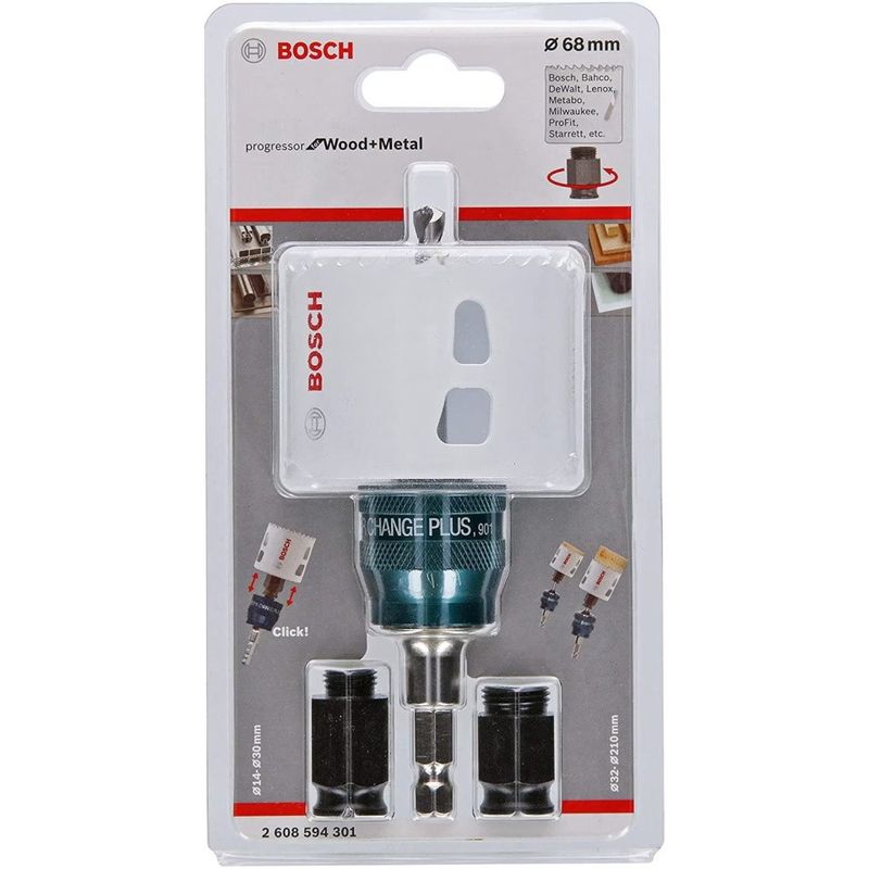 Casa si Gradina - Constructii - Scule electrice si accesorii - Seturi si accesorii pentru gaurit si insurubat - Set carota 68mm Bosch Progressor for Wood and Metal plus adaptor PowerChange Plus - Infinity.ro