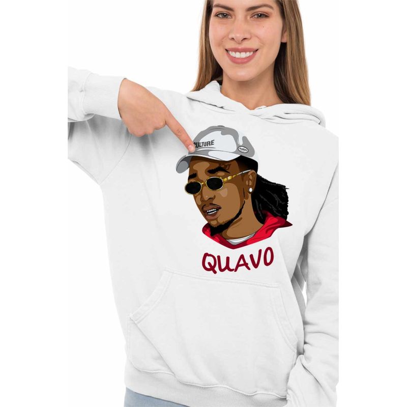 Fashion, accesorii si bijuterii - Femei - Imbracaminte femei - Hanorace femei - Hanorac Femei Quavo Culture Trap Rap Music, alb, marime 2XL - Infinity.ro