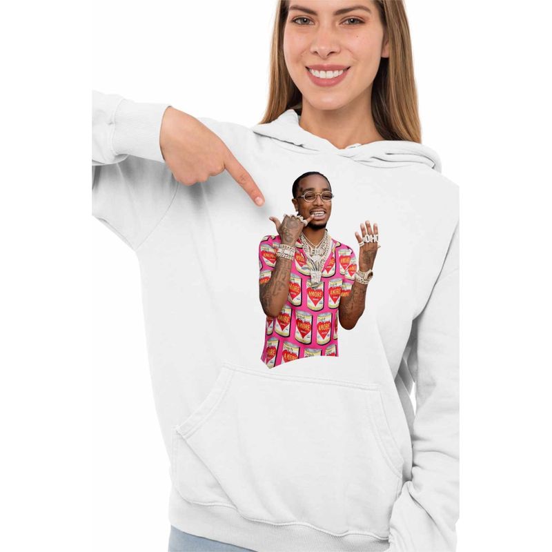 Fashion, accesorii si bijuterii - Femei - Imbracaminte femei - Hanorace femei - Hanorac Femei Quavo Greatness Trap, alb, marime 2XL - Infinity.ro