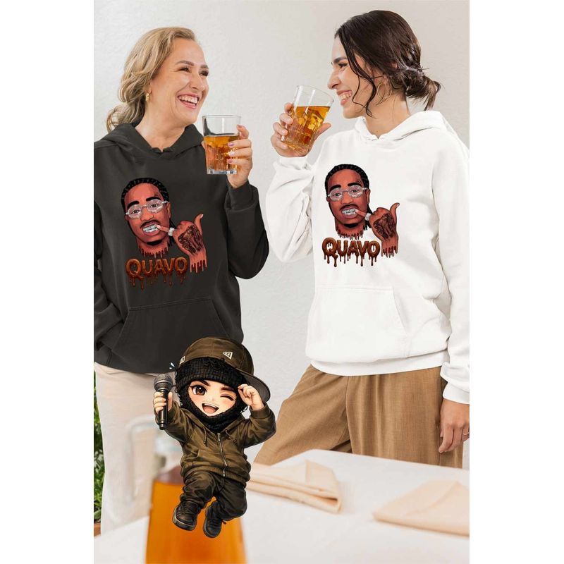 Fashion, accesorii si bijuterii - Femei - Imbracaminte femei - Hanorace femei - Hanorac Femei Quavo Lifestyle Hip Hop, alb, marime 2XL - Infinity.ro