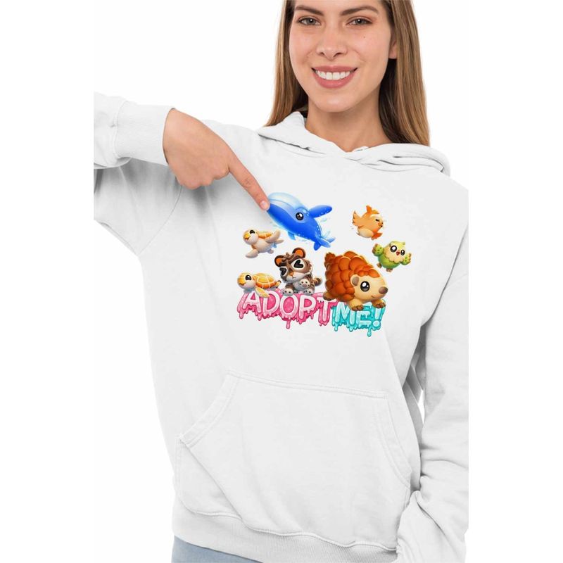 Fashion, accesorii si bijuterii - Femei - Imbracaminte femei - Hanorace femei - Hanorac Femei Roblox Adopt Me Arici Balena, alb, marime 2XL - Infinity.ro