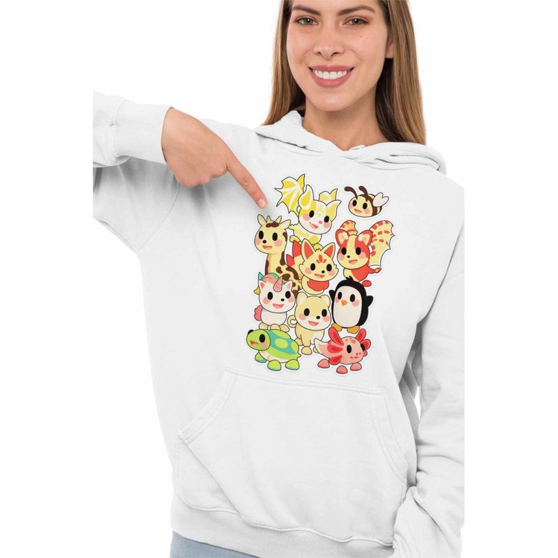 Fashion, accesorii si bijuterii - Femei - Imbracaminte femei - Hanorace femei - Hanorac Femei Roblox Adopt Me Cute Pets, alb, marime 2XL - Infinity.ro