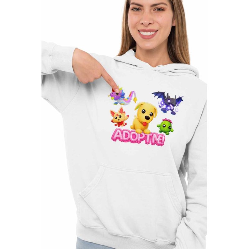 Fashion, accesorii si bijuterii - Femei - Imbracaminte femei - Hanorace femei - Hanorac Femei Roblox Adopt Me Shadow Dragon, alb, marime 2XL - Infinity.ro