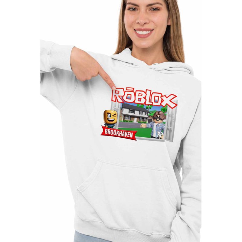 Fashion, accesorii si bijuterii - Femei - Imbracaminte femei - Hanorace femei - Hanorac Femei Roblox Brookhaven, alb, marime 2XL - Infinity.ro