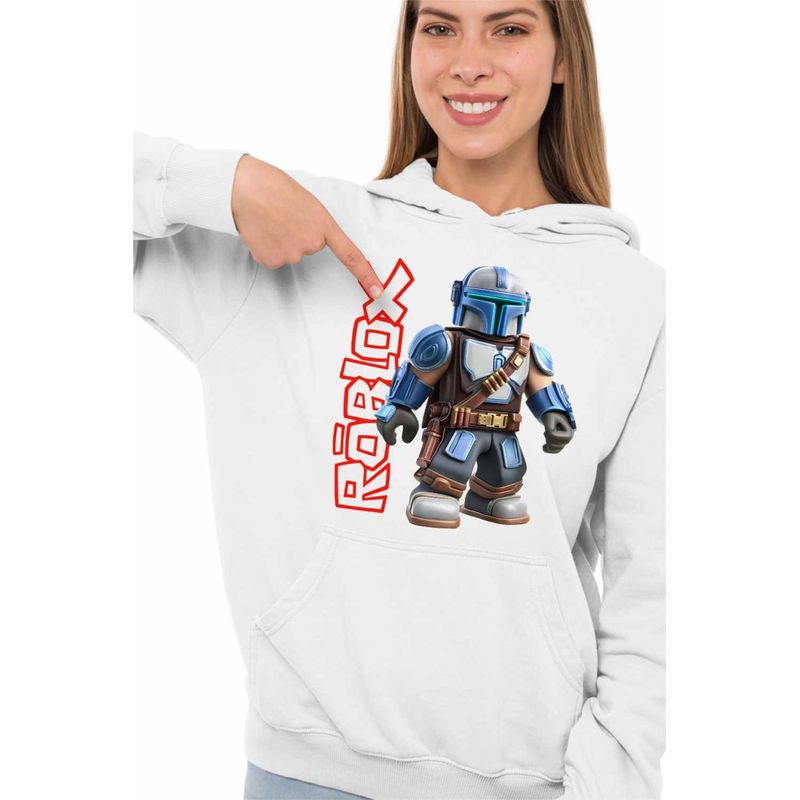 Fashion, accesorii si bijuterii - Femei - Imbracaminte femei - Hanorace femei - Hanorac Femei Roblox Mandalorian Star Wars, alb, marime 2XL - Infinity.ro