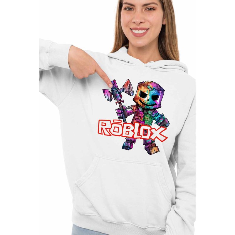 Fashion, accesorii si bijuterii - Femei - Imbracaminte femei - Hanorace femei - Hanorac Femei Roblox Gamer, alb, marime 2XL - Infinity.ro