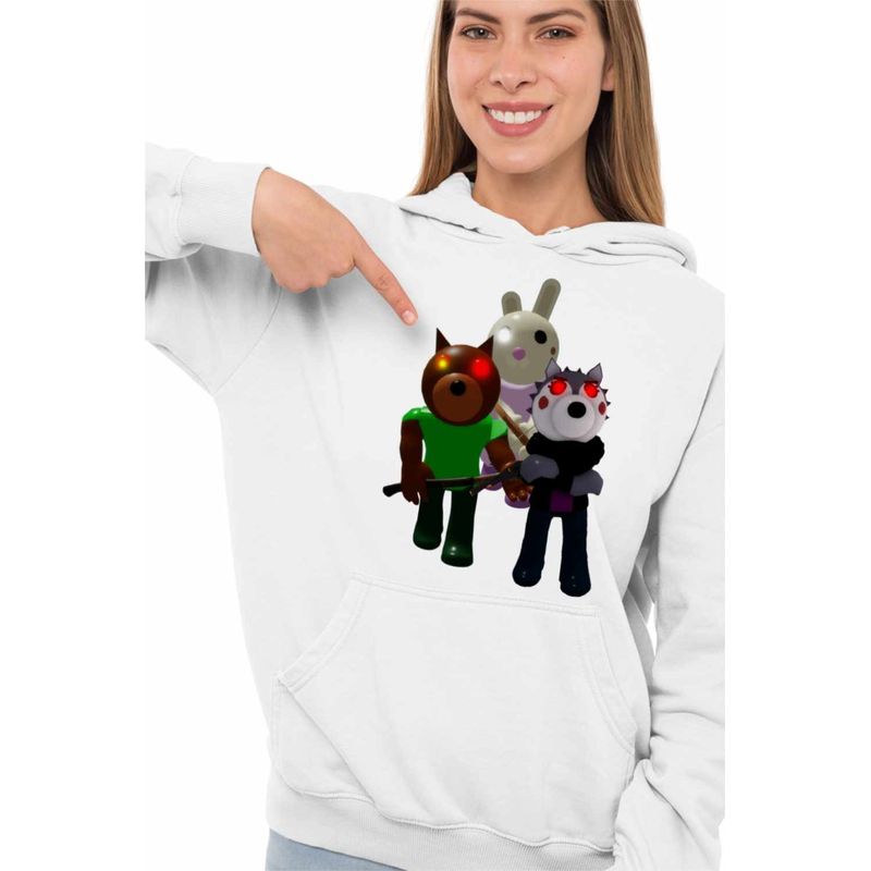 Fashion, accesorii si bijuterii - Femei - Imbracaminte femei - Hanorace femei - Hanorac Femei Roblox Piggy Doggy Bunny Willow, alb, marime 2XL - Infinity.ro