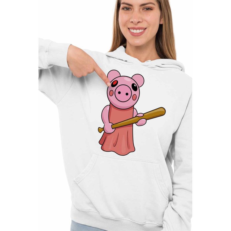 Fashion, accesorii si bijuterii - Femei - Imbracaminte femei - Hanorace femei - Hanorac Femei Roblox Piggy Pigy, alb, marime 2XL - Infinity.ro