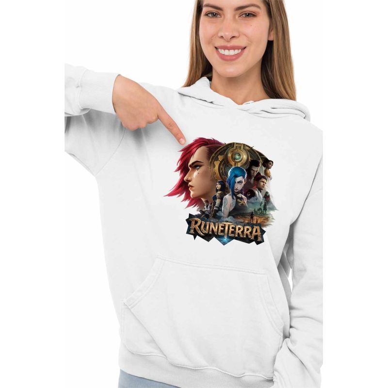 Fashion, accesorii si bijuterii - Femei - Imbracaminte femei - Hanorace femei - Hanorac Femei Runeterra Jinx Vi Arcane, alb, marime 2XL - Infinity.ro
